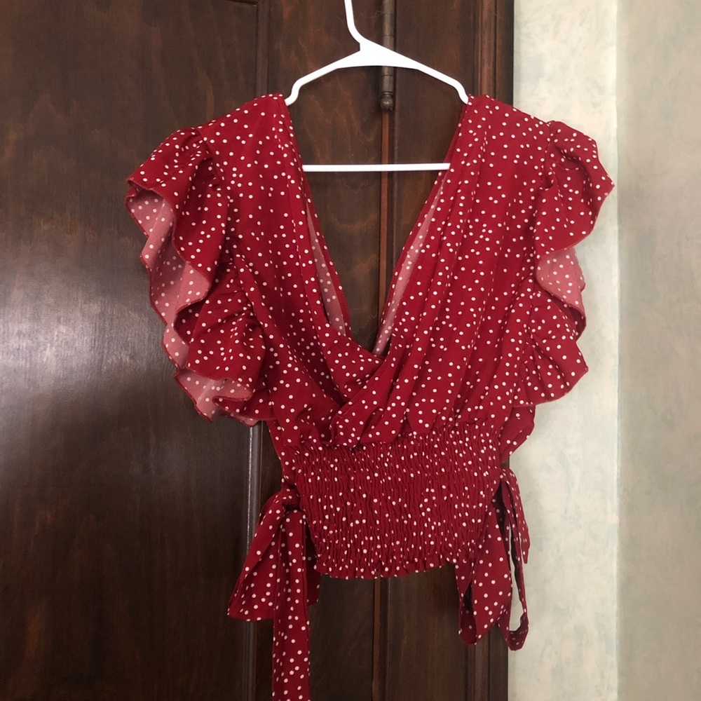 SHEIN Red Polka Dot Top